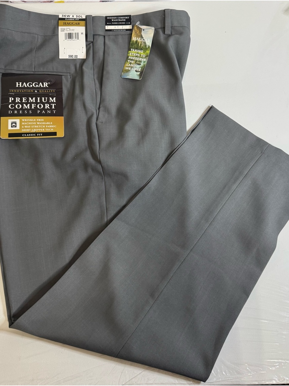 Haggar Men's Flat Front Dress Pants in Charcoal Gray
